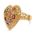Regenbogen-Saphir Herz Ring, 925 Silber Gelbgold Vermeil (Größe 17.00) ca. 3.27 ct