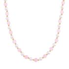 Rosenquarz, Weiße Muschelkernperle Halskette ca. 45 cm+ 5 cm Extender, Standard gelb vergoldet