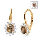 AA Natürlicher goldener Tansanit, Weißer Zirkon Ohrringe 925 Silber 750 Gelb Vergoldet ca. 1.21 ct