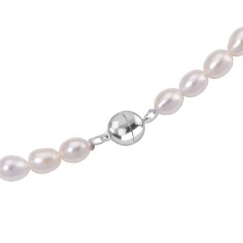 D'Joy AAA wei&szlig;e S&uuml;&szlig;wasserperle 50cm Halskette, 925 Silber rhodiniert