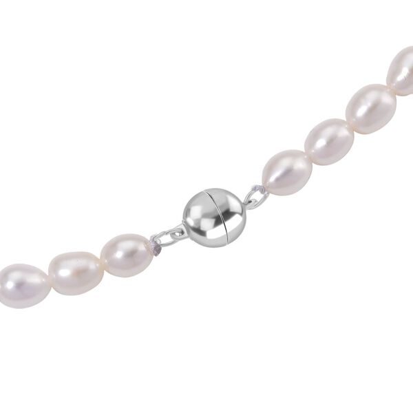 D'Joy AAA weiße Süßwasserperle 50cm Halskette, 925 Silber rhodiniert image number 4