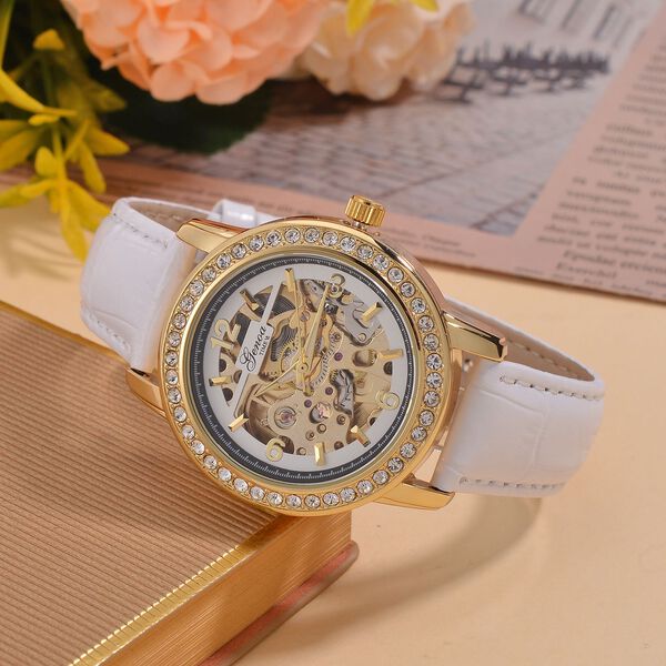 GENOA TIME V2 Automatik-Uhr mit Mechanischem Uhrwerk, Ros&eacute;goldfarbenem Geh&auml;use und Rosa Lederarmband image number 2