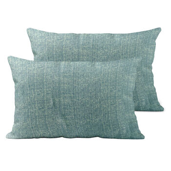 4-teiliges Set - melierte Kissenh&uuml;llen aus Mikrofaser, 2x 40x40 cm und 2x 40x80 cm, T&uuml;rkis