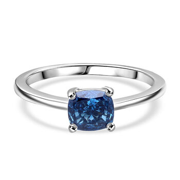 LUXURIANT DIAMOND - Lab Grown Blauer Diamant SI Ring 925 Silber Rhodiniert (Gr&ouml;&szlig;e 18.00) (10-15 Werktage Lieferzeit) ca. 1.00 ct