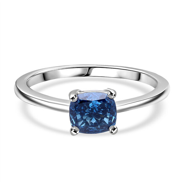 LUXURIANT DIAMOND - Lab Grown Blauer Diamant SI Ring 925 Silber Rhodiniert (Gr&ouml;&szlig;e 18.00) (10-15 Werktage Lieferzeit) ca. 1.00 ct
