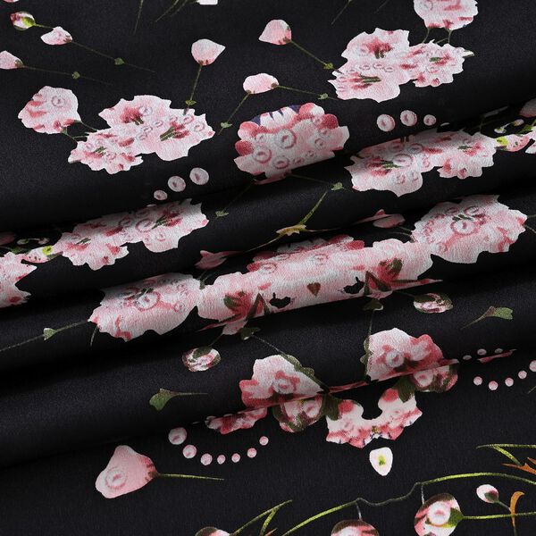 LA MAREY Signature Seidenschal aus 100% Maulbeerseide, 55 x 170 cm, Schwarz Floral image number 7