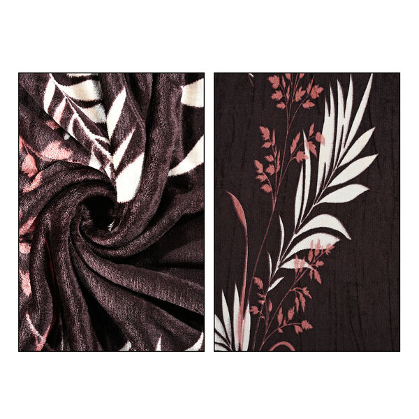 " Livmore  Printed flannel blanket 155 gms Size-150x220 cms Color-Coffee and White" image number 8