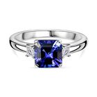 Rhapsody Asscher Schliff AAAA Tansanit, Weißer Diamant Ring 950 Platin (Größe 19.00) ca. 1.93 ct