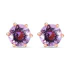 120 Facetten Rose De France Amethyst Ohrringe, 925 Silber Roségold Vermeil ca. 3.99 ct