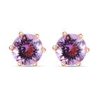 120 Facetten Rose De France Amethyst Ohrringe, 925 Silber Roségold Vermeil ca. 3.99 ct image number 0