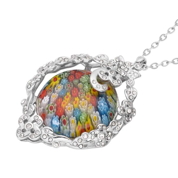 Weißer Kristall und mehrfarbiger Anhänger im Murano-Stil mit 60cm Kette image number 6