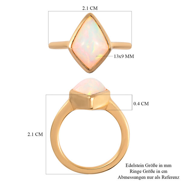 Nat&uuml;rlicher &Auml;thiopischer Opal Solit&auml;r Ring 925 Silber Gelbgold Vermeil image number 8