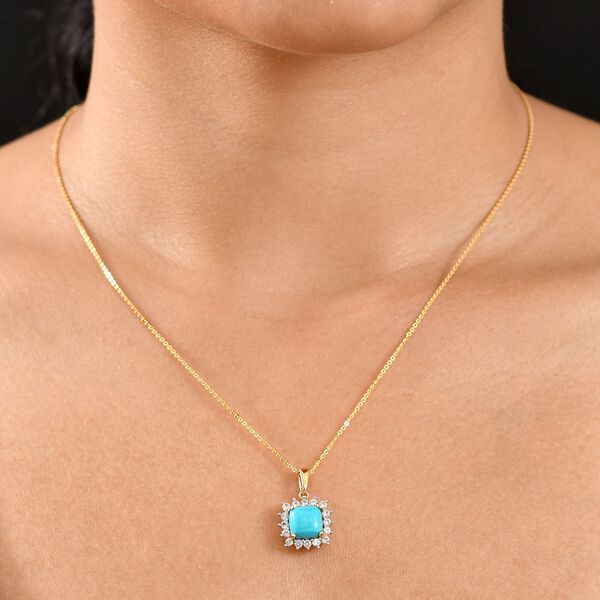 D'Joy AA Sleeping Beauty Türkis und Zirkon Anhänger mit 50cm Kette - 3,52 ct. image number 3