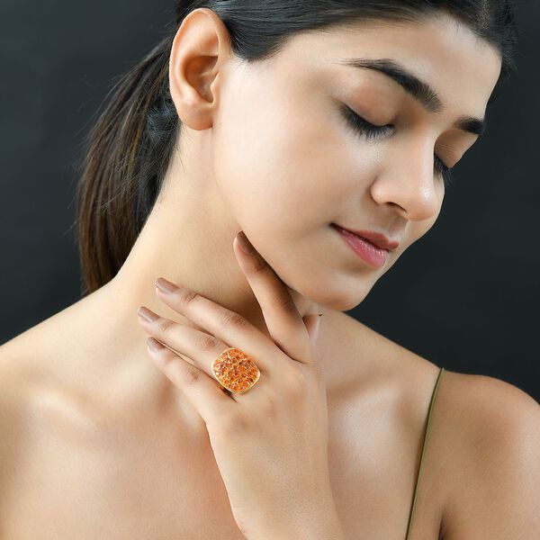 Salamanca Feueropal Ring, 925 Silber vergoldet (Gr&ouml;&szlig;e 17.00), ca. 3.65 ct image number 3