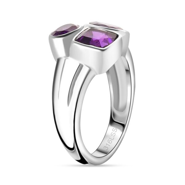 Afrikanischer Amethyst Ring 316L Edelstahl (Gr&ouml;&szlig;e 17.00) ca. 2.06 ct image number 5
