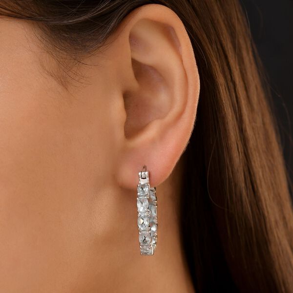 Himmelblaue Topas-Ohrringe, Edelstahl, ca. 10,55 ct image number 3