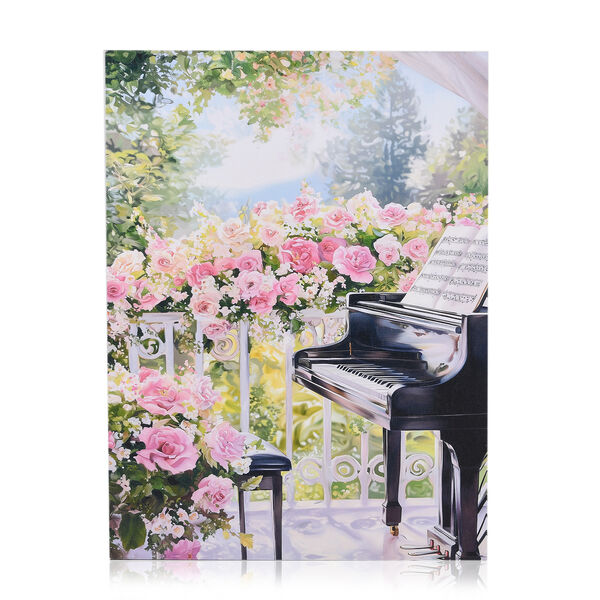 LIVMORE Kirschbl&uuml;ten Park Motiv LED Wandbild mit Glasfaser Lichteffekt 30 x 40 cm