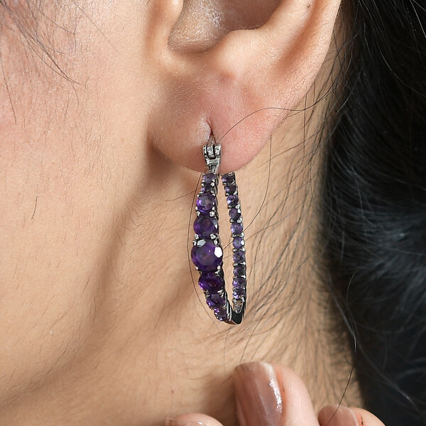 Afrikanische Amethyst Ohrringe, 316L Edelstahl , ca. 3.12 ct image number 2