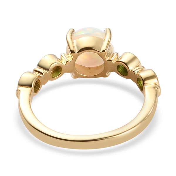 Natürlicher Äthiopischer Opal und Natürlicher Chromdiopsid Ring 925 Silber vergoldet  ca. 1,17 ct image number 6