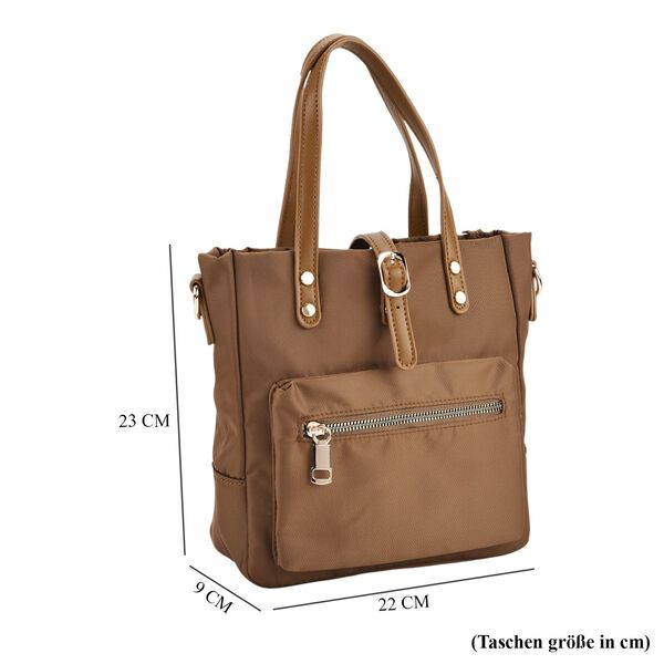 Nylon Crossbody Tasche, 22x23x9 cm, Gold image number 7