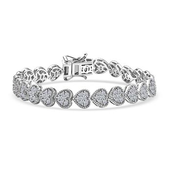 LUXURIANT SGL zertifiziertes SI-GH Labor Diamant 19cm Armband, 925 Silber rhodiniert - 4 ct.