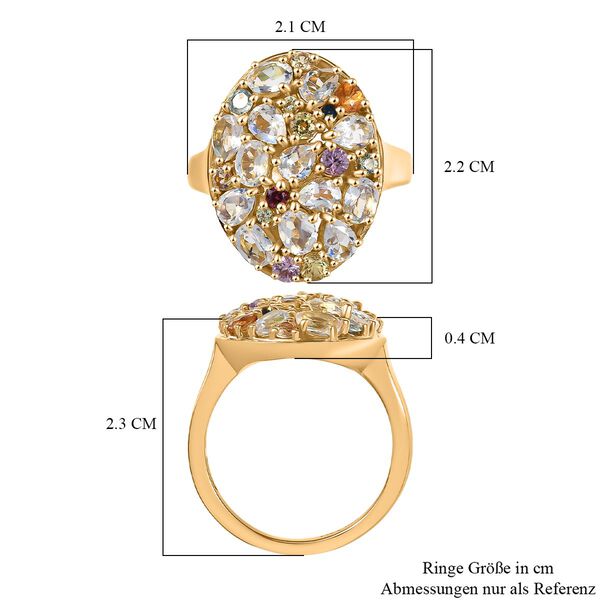 D joy AAA Premium Malagasy Regenbogen Mondstein Ring 925 Silber 750 Gelbgold Vermeil (Gr&ouml;&szlig;e 18.00) ca. 2.49 ct image number 7