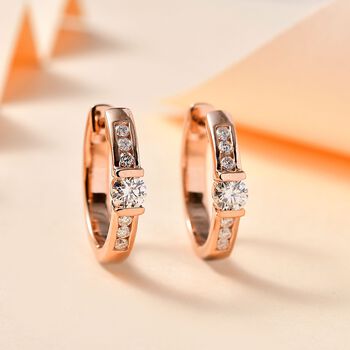Moissanit Ohrringe, 925 Silber Ros&eacute;gold Vermeil - 0,81 ct.
