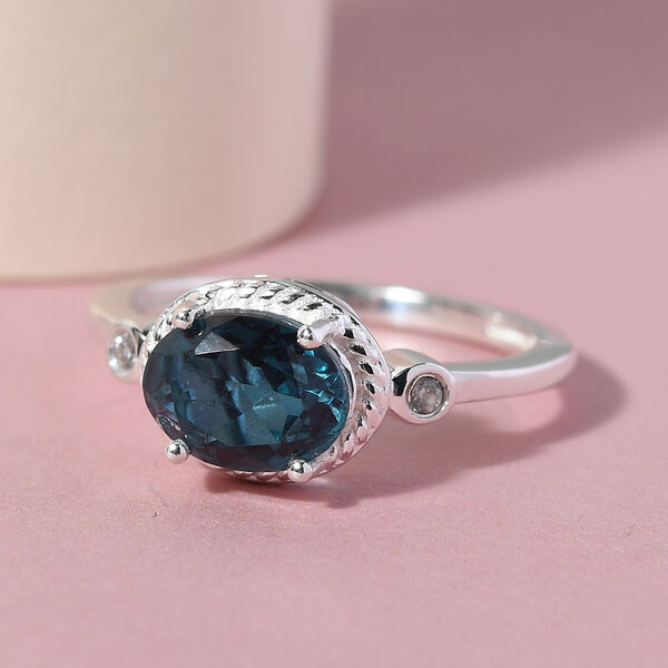 Indicolit Triplett Quarz und Zirkon-Ring, 925 Silber  ca. 1,42 ct image number 2