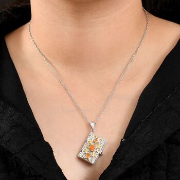 AA Feueropal heiliger Bibel-Anh&auml;nger mit 45cm Kette - 0,65 ct.