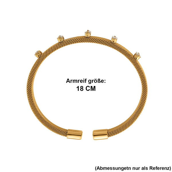 Wei&szlig;er Kristall Armreif, flexibel (ca. 18-19 cm), 316L Edelstahl, goldfarben image number 6