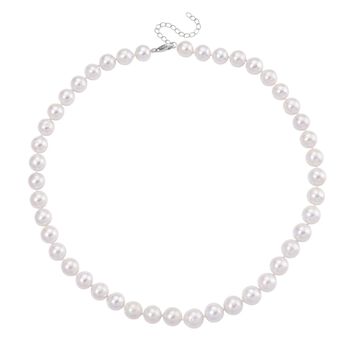 Wei&szlig;e Edison Perle (9-11 mm) Halskette, ca. 45 cm + 5 cm extender, 925 Silber rhodiniert