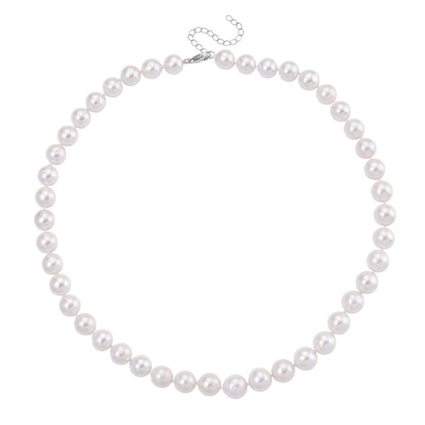 Weiße Edison Perle Halskette, (ca. 9-11mm), ca. 45cm + 5cm extender, 925 Silber rhodiniert image number 3