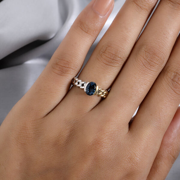 London Blau Topas Ring 925 Silber Bicolor  ca. 0,99 ct image number 3