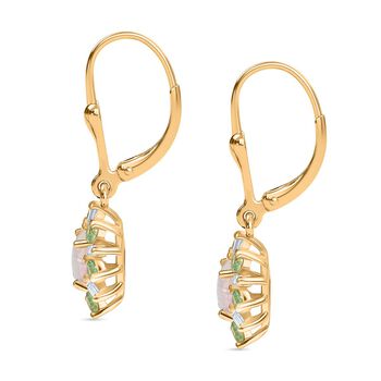 AA Nat&uuml;rliche, &auml;thiopische Welo Opal, Tsavorit Granat und Moissanit Ohrringe - 1,61 ct.