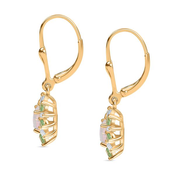 AA Natürliche, äthiopische Welo Opal, Tsavorit Granat und Moissanit Ohrringe - 1,61 ct. image number 4