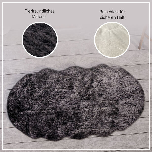 Kunstfell Teppich, schwarz meliert image number 7