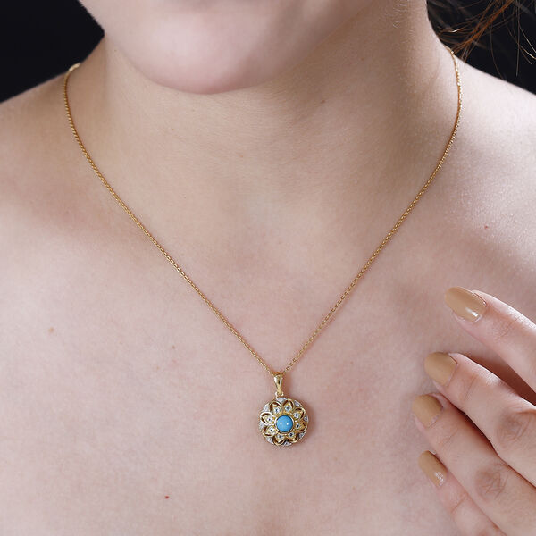 AA Sleeping Beauty T&uuml;rkis, Blauer Apatit Anh&auml;nger, 925 Silber 750 Gelbgold Vermeil ca. 0.75 ct image number 2