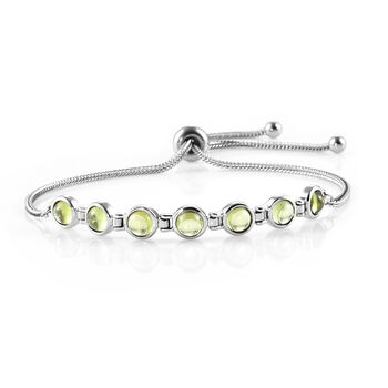 Nat&uuml;rliches Peridot Bolo-Armband, ca. 16-26 cm, Edelstahl ca. 5,50 ct