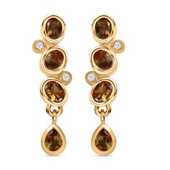 Nat&uuml;rliche Jenipapo Andalusit Ohrringe, 925 Silber vergoldet ca. 1.54 ct