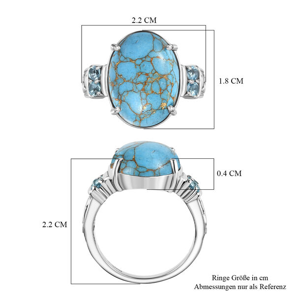 Blaues Türkis, Himmelblauer Topas Ring Edelstahl (Größe 19.00) ca. 7,83 ct image number 6