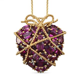 GP Amore-Kollektion - Rhodolith Granat Anhänger mit Kette, ca. 50 cm, 925 Silber vergoldet ca. 9.06 ct