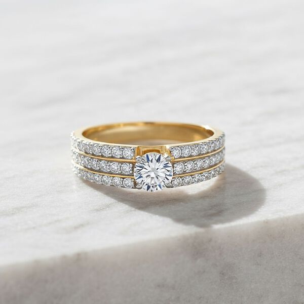 LUXURIANT DIAMANT - Lab Grown Diamant SI-GH Ring 925 Silber 750 Gelbgold Vermeil (Größe 19.00) ca. 1,00 ct image number 1