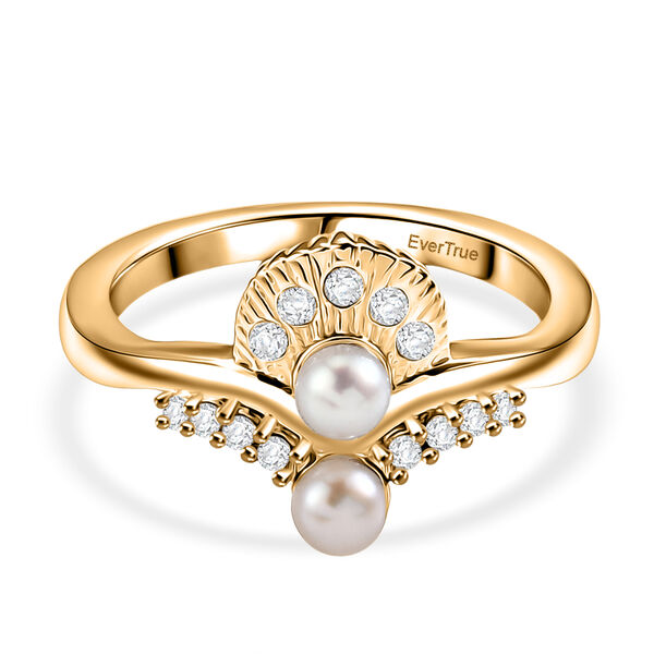 EVER TRUE S&uuml;&szlig;wasser Perle (4 mm), Wei&szlig;er Zirkon Ring Nickelfreies Messing (Gr&ouml;&szlig;e 21.00)