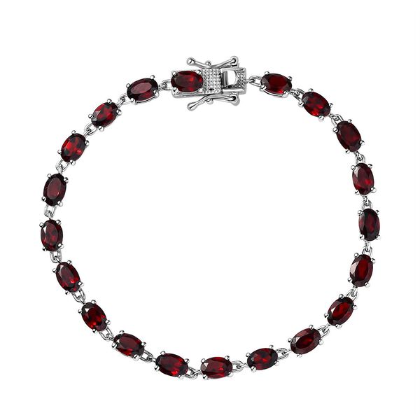 Mosambik Granat Armband ca. 18 cm 925 Silber platiniert ca. 11,20 ct.