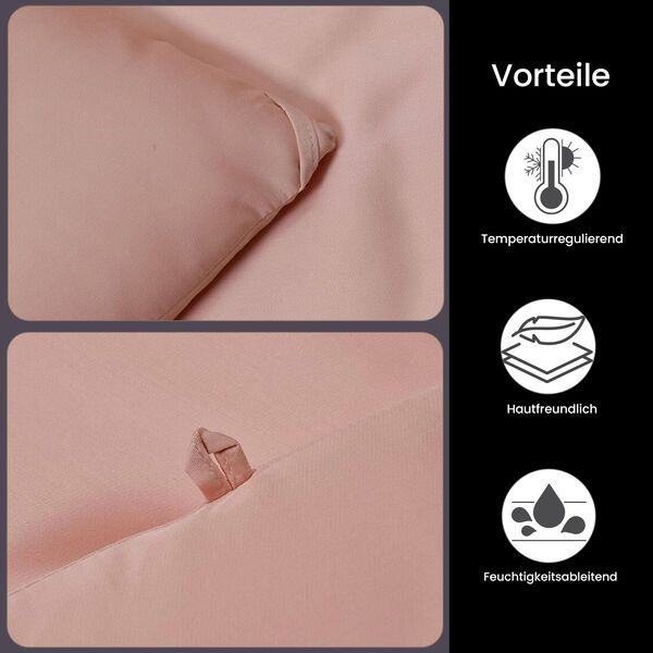Serenity Night: Premium-Kollektion Herbst-Winter-Steppdecke aus 100 % Bambus mit hochwertiger Kunstdaunenf&uuml;llung &ndash; 135 x 200 cm, Puderrosa image number 2