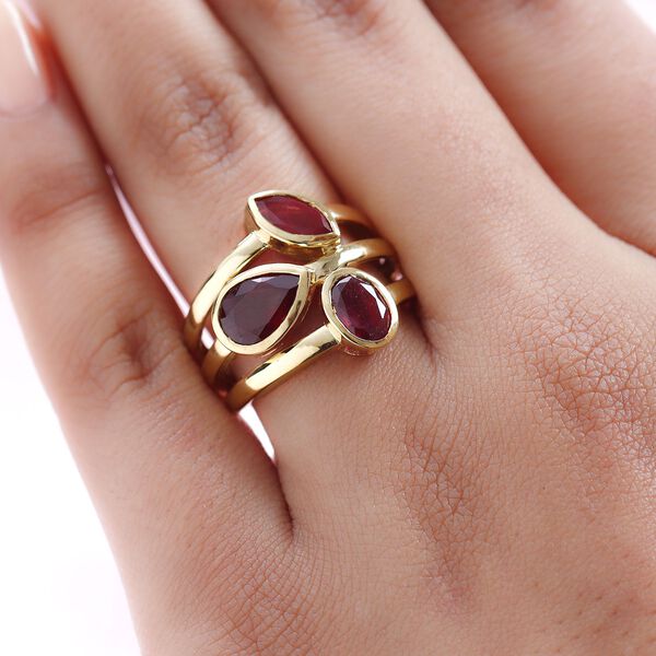 Afrikanischer Rubin Ring 925 Silber 585 Vergoldet image number 3