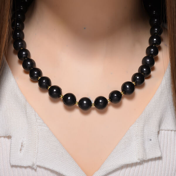 Shungit Halskette ca. 50 cm 925 Silber vergoldet ca. 412.50 ct image number 2