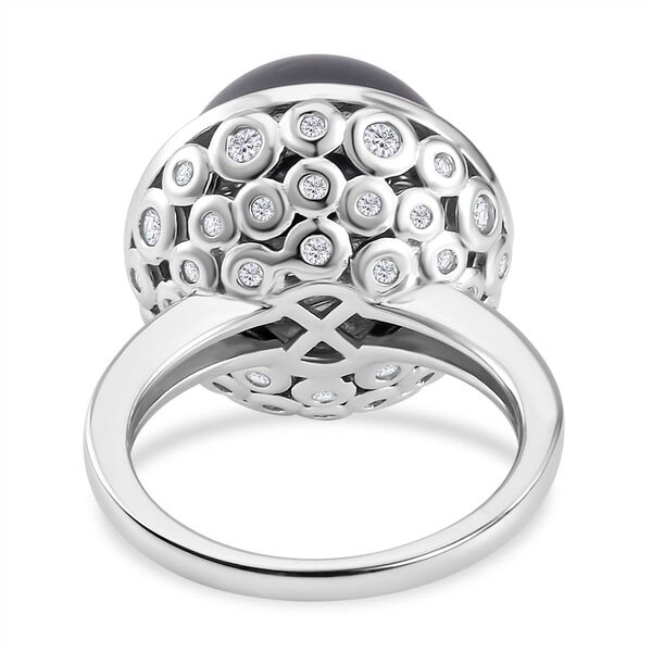 13-14mm Tahiti Perle und Zirkon Ring - 1,04 ct. image number 6