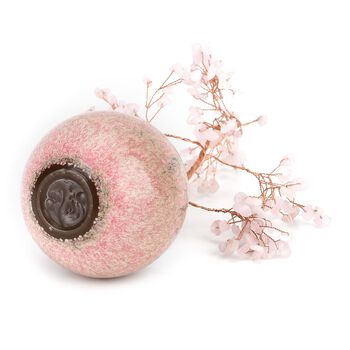 LIVMORE Edelsteinbaum mit 168 Rosenquarz Perlen Keramikschale ca. 18 cm Rosa