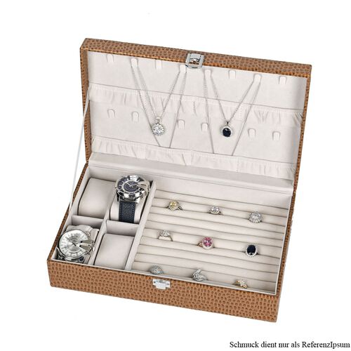 Premium Schmuckbox mit Silberpoliertuch, 32x20x8,7 cm, Braun image number 0